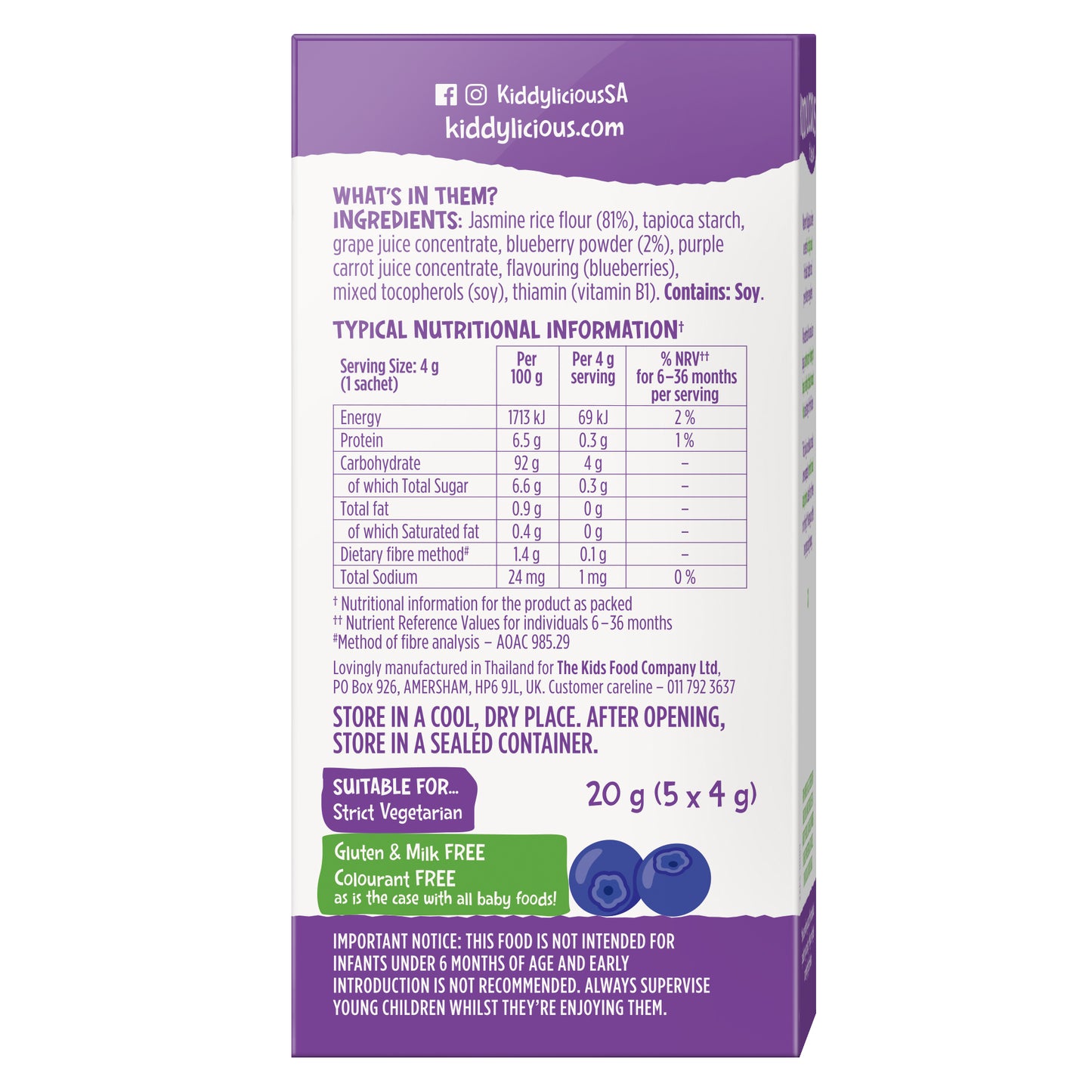 Kiddylicious Mini Wafers - Blueberry