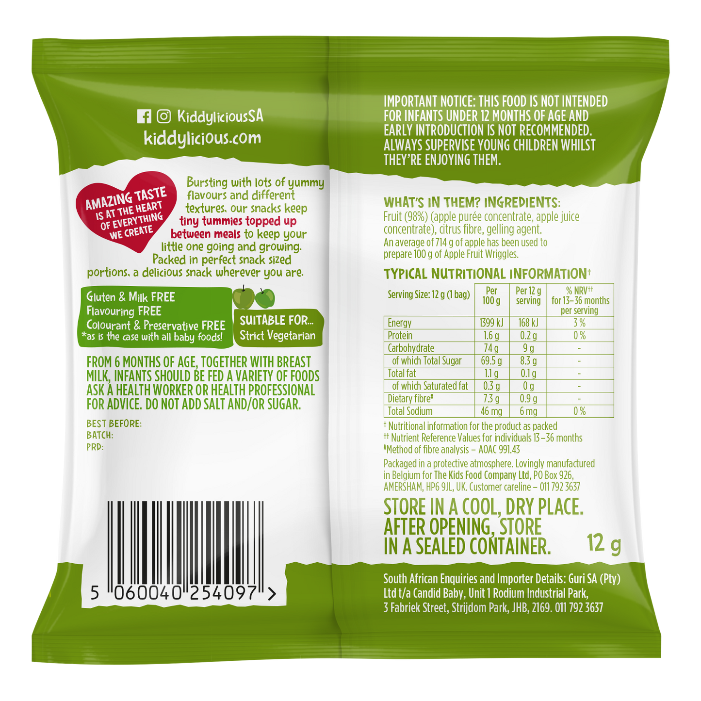 Kiddylicious Fruit Wriggles - Apple