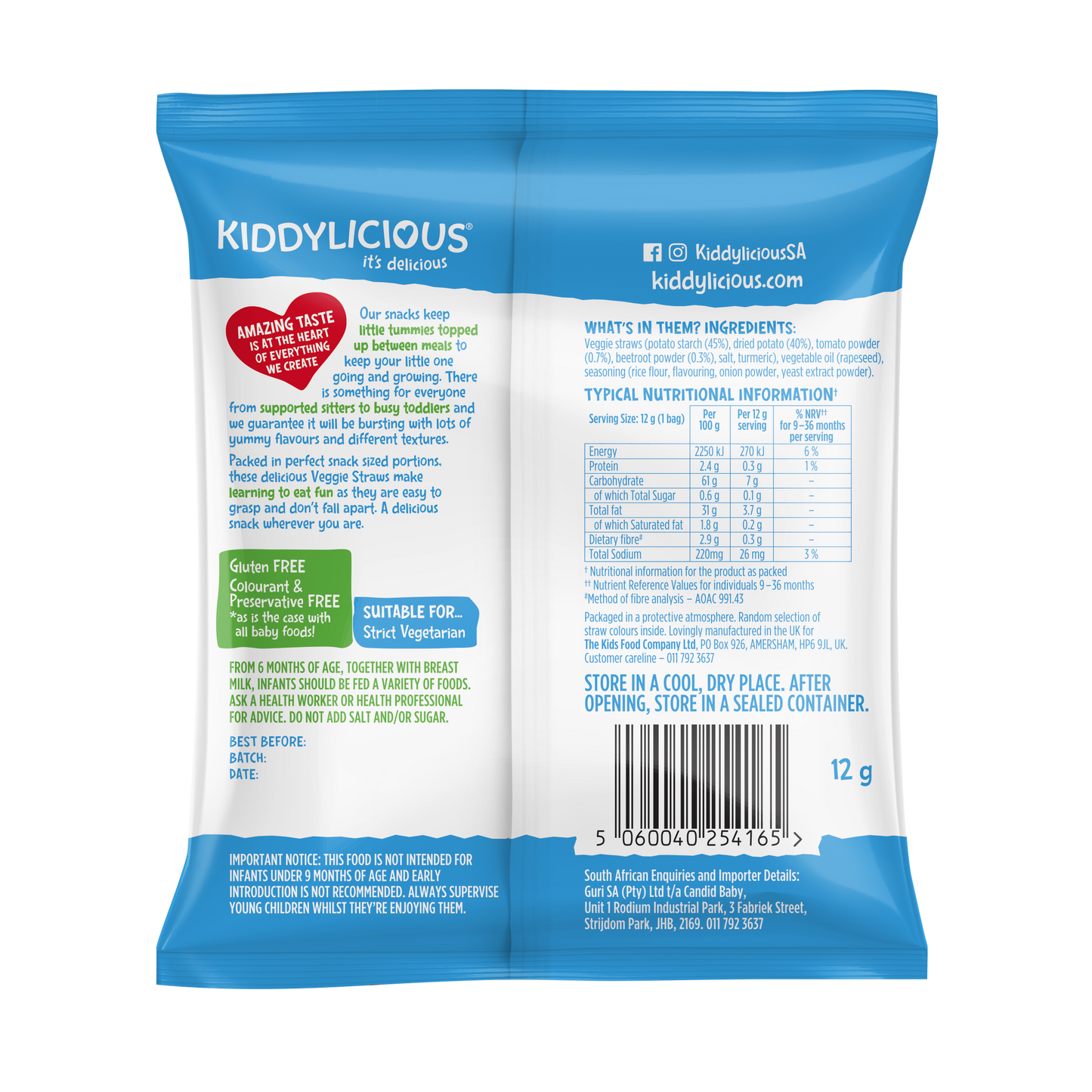 Kiddylicious Cheesy Flavoured Veggie Straws